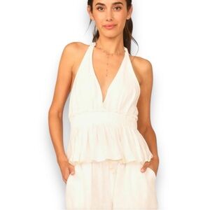Ocean Drive White Gauzy Halter Top